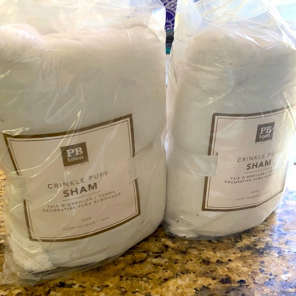 Set of 2 PB Teen Crinkle puff pillow shams in Silver - STANDARD SIZE - Picture 2 of 3